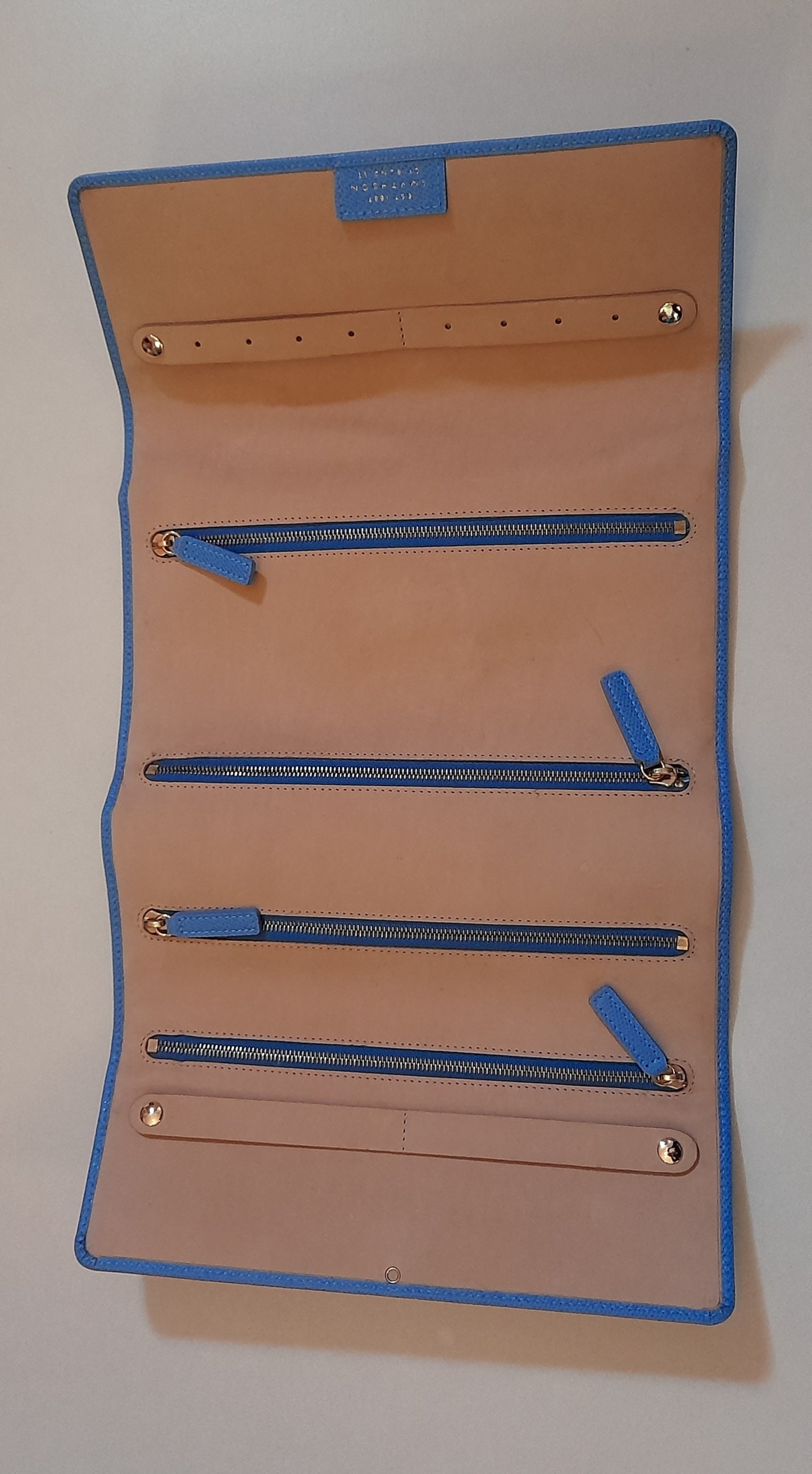 SMYTHSON blue leather jewellery case/wallet