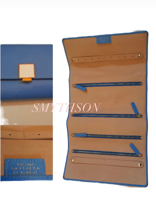 SMYTHSON blue leather jewellery case/wallet