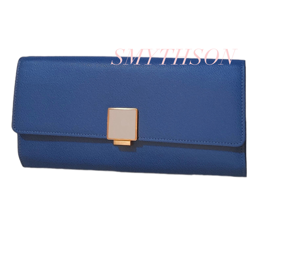 SMYTHSON blue leather jewellery case/wallet