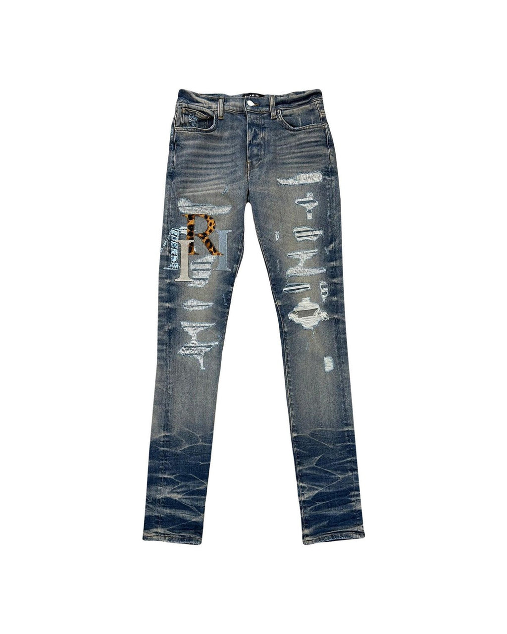 Leather Staggered Logo Vintage Indigo
