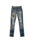 Leather Staggered Logo Vintage Indigo