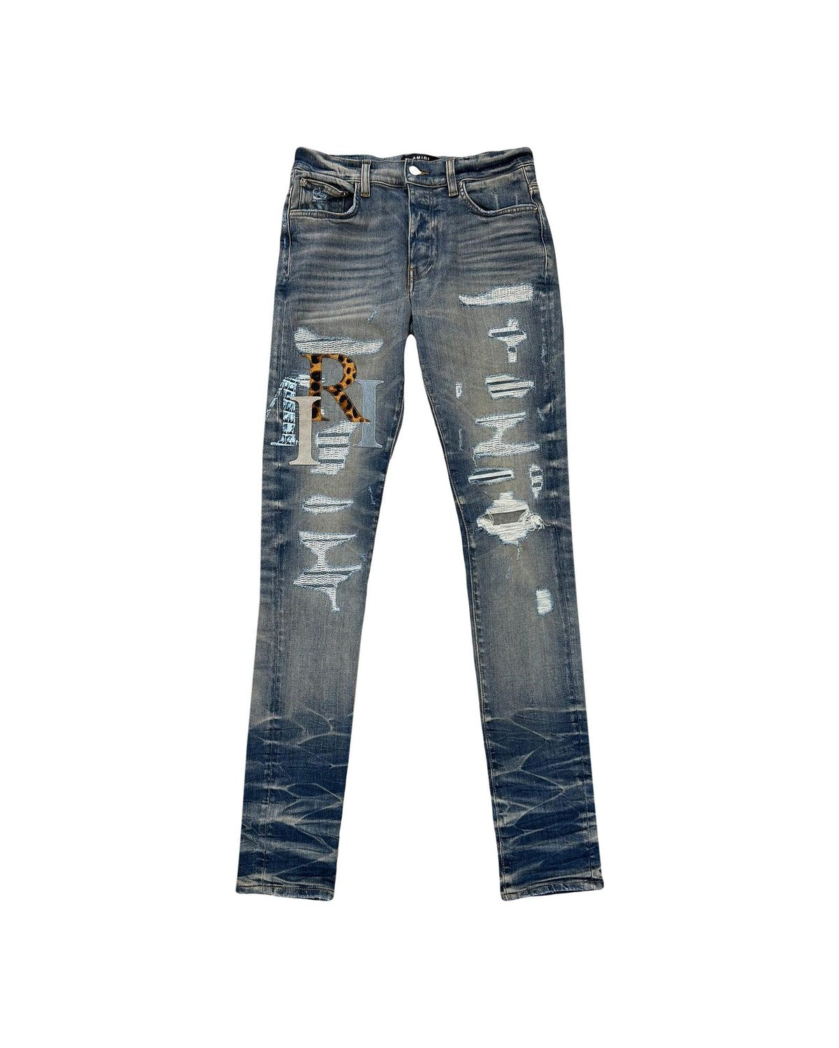 Leather Staggered Logo Vintage Indigo